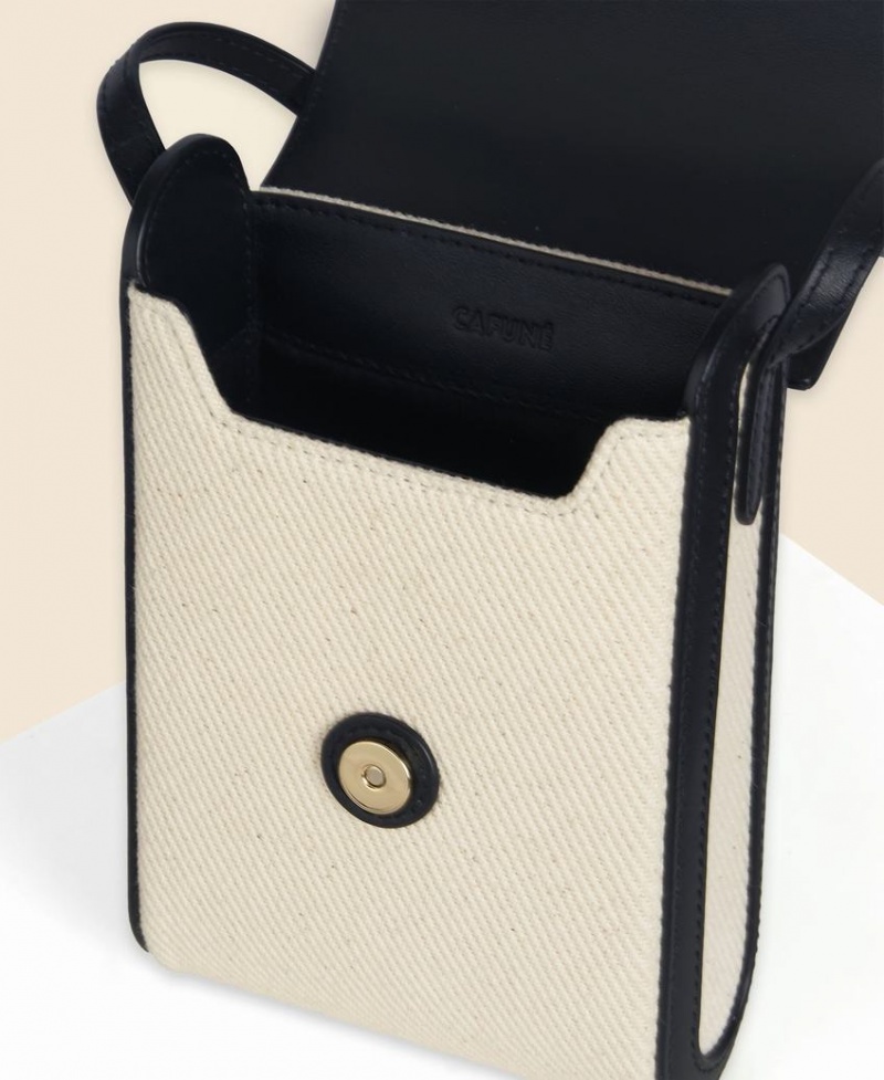 Geanta Crossbody Cafuné Trunk Box Dama Albi Negrii | ZNR765RJ